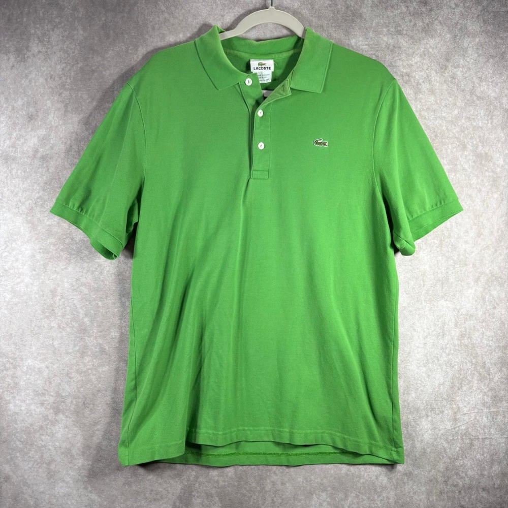 Lacoste Polo Shirt Mens Size 7 Green Classic Fit Pique Short Sleeve Logo Preppy